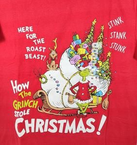 Dr Seuss The Grinch How the Grinch Stole Christmas! Adult Medium Red T-Shirt NWT